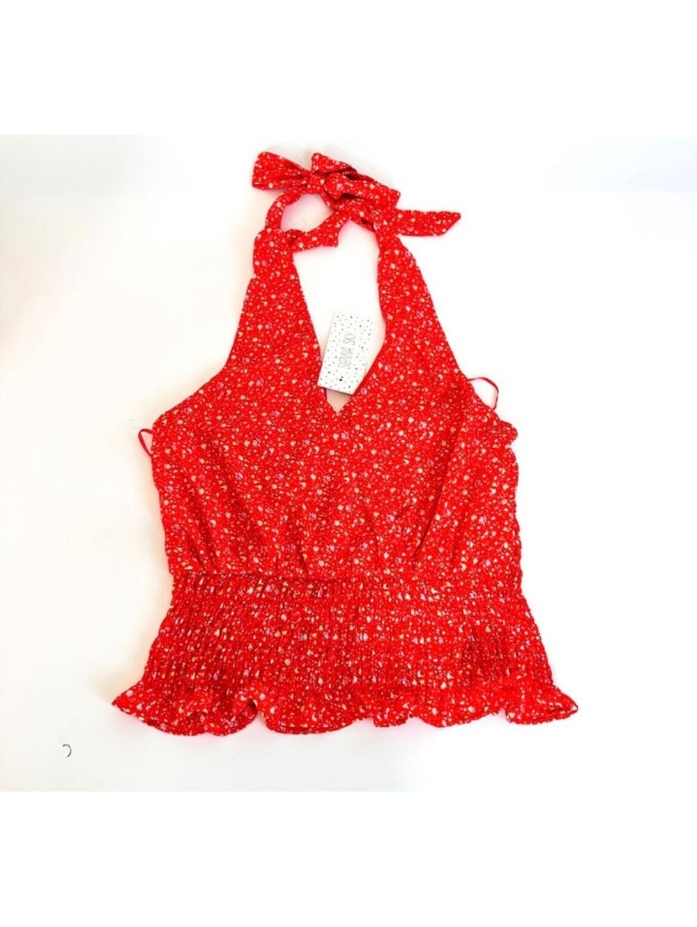 Red floral halter top